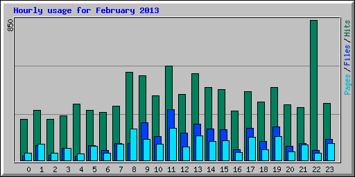 Hourly usage for February 2013